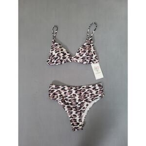 BTFBM Women's Bikini Set Two Piece Swimsuit High Waisted V Neck Medium